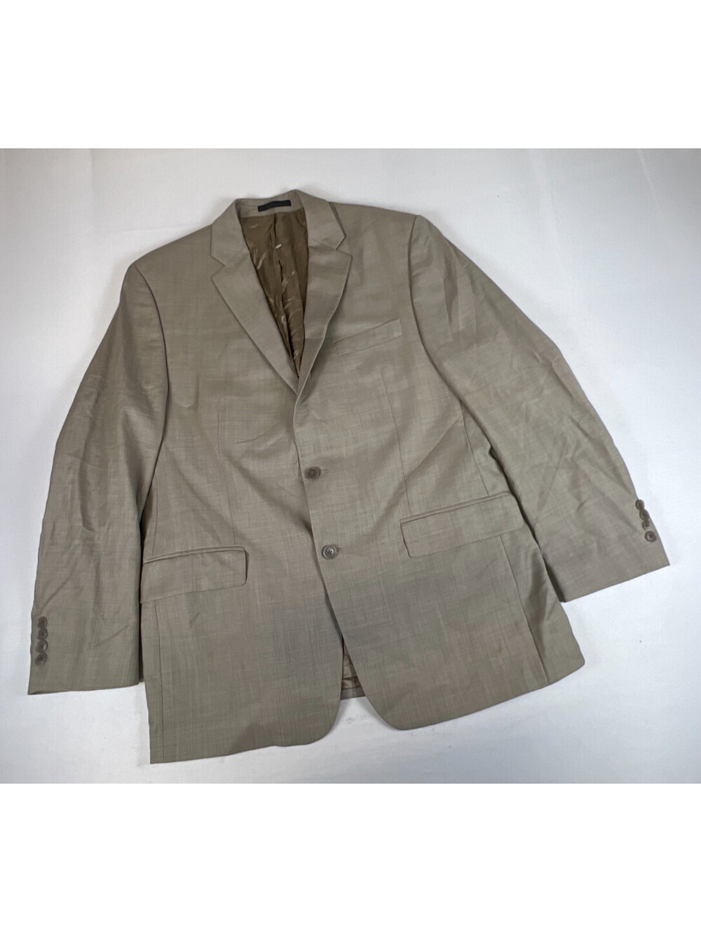 Calvin Klein Wool Sport Coat Blazer Men's 42R Tan Plaid Macy's Made in Canada
